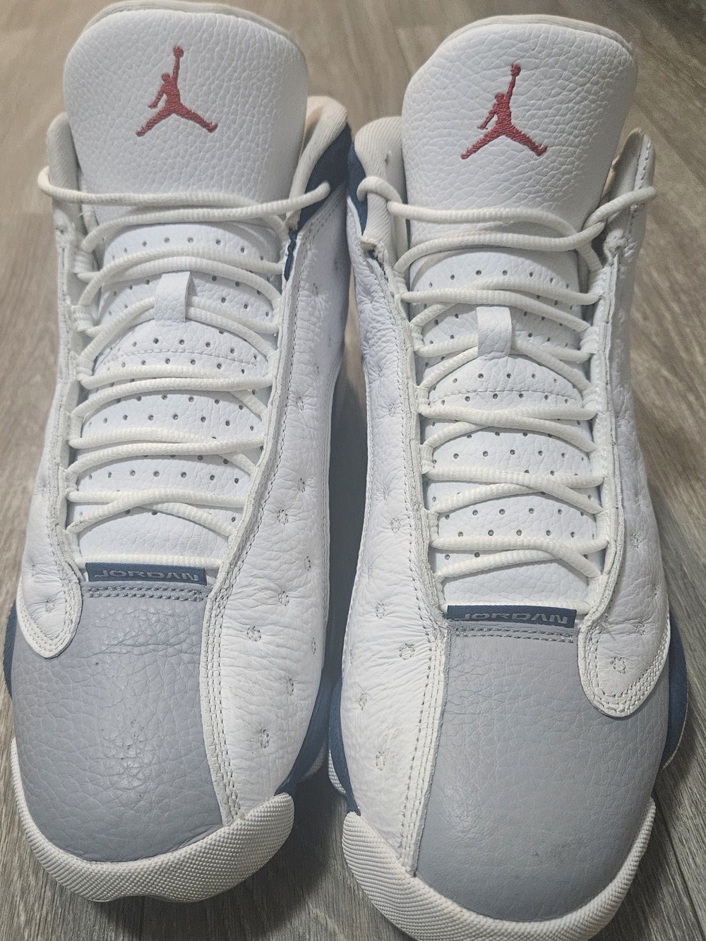 Jordan Men’s White and Gray Low-Top Basketball Sneakers with Red Jumpman